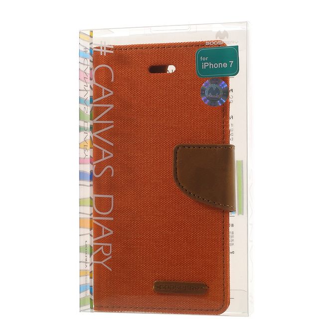 Goospery - Hülle für Samsung Galaxy S8 Plus - Leder Case - Canvas Diary Series - orange/camel