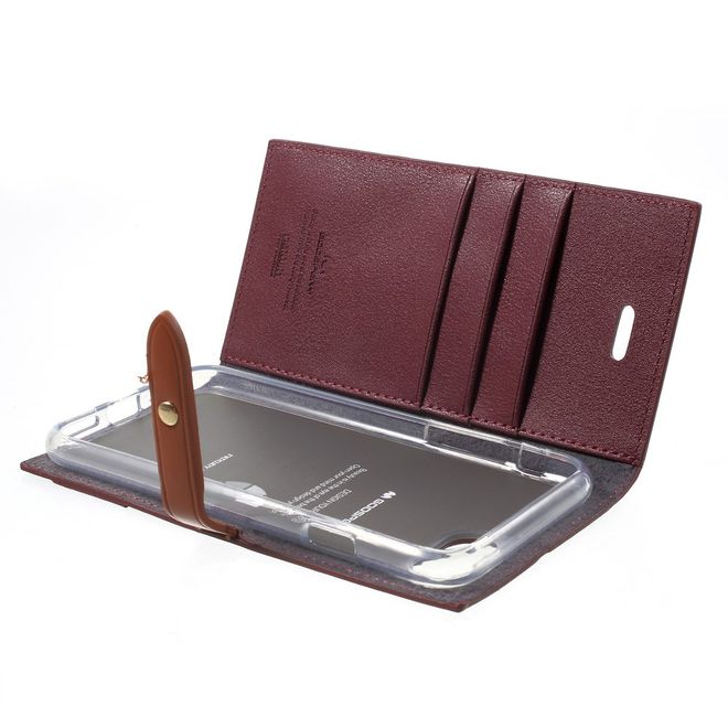 Goospery - Hülle für Samsung Galaxy S8 Plus - Leder Case - Romance Diary Series - weinrot/braun