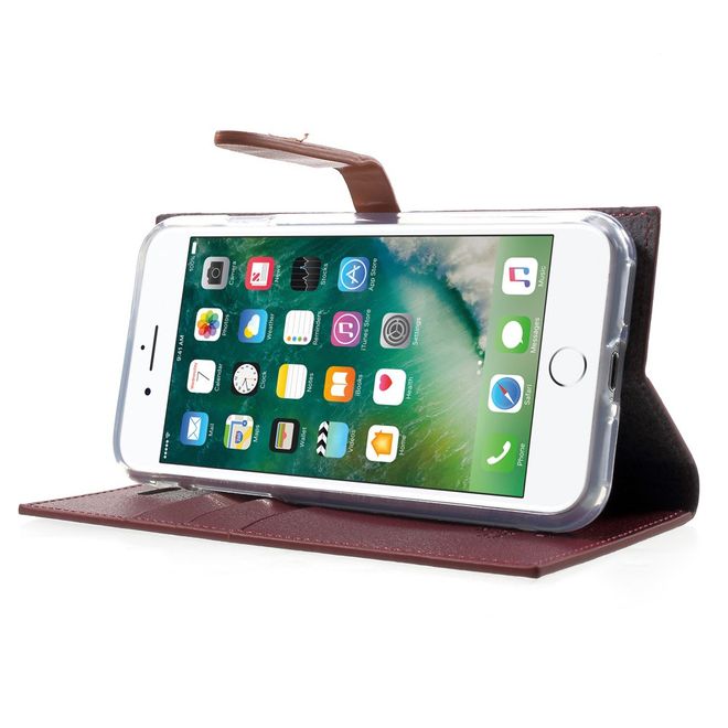 Goospery - Hülle für Samsung Galaxy S8 Plus - Leder Case - Romance Diary Series - weinrot/braun