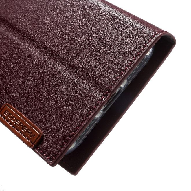 Goospery - Hülle für Samsung Galaxy S8 Plus - Leder Case - Romance Diary Series - weinrot/braun