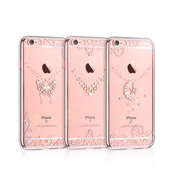 Kingxbar - iPhone 6/6S Plus Hülle - Handyhülle aus Plastik - Love of Crystal - Mond und Sterne - Rosegold