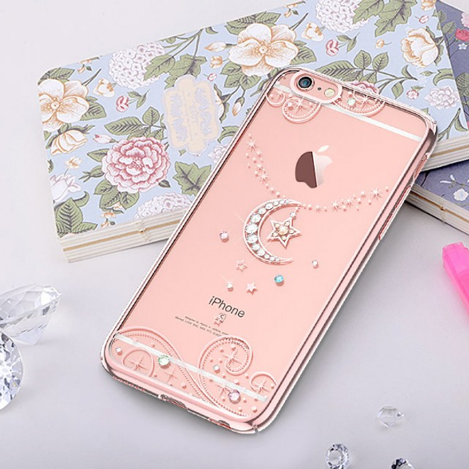 Kingxbar - iPhone 6/6S Plus Hülle - Handyhülle aus Plastik - Love of Crystal - Mond und Sterne - Rosegold