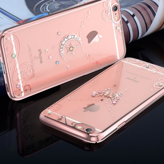 Kingxbar - iPhone 6/6S Plus Hülle - Handyhülle aus Plastik - Love of Crystal - Mond und Sterne - Rosegold