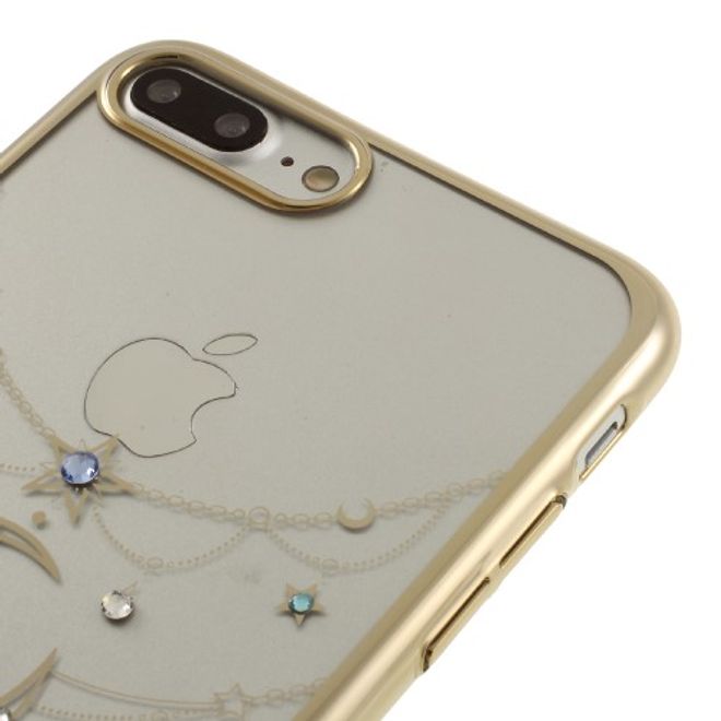 Kingxbar - iPhone 8 Plus / 7 Plus Case - Plastik Hülle - Twinkling Stars Series - Blauer Mond - Gold
