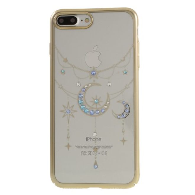 Kingxbar - iPhone 8 Plus / 7 Plus Case - Plastik Hülle - Twinkling Stars Series - Blauer Mond - Gold