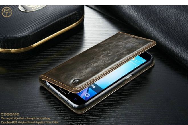 Caseme - Klassische Leder Hülle für Samsung Galaxy S6 - braun