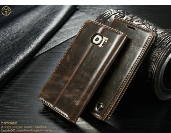 Caseme - Klassische Leder Hülle für Samsung Galaxy S6 - braun