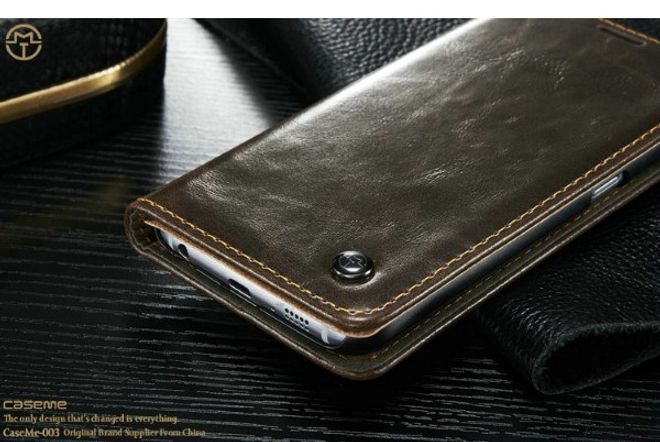 Caseme - Klassische Leder Hülle für Samsung Galaxy S6 - braun
