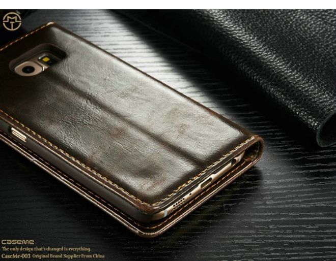 Caseme - Klassische Leder Hülle für Samsung Galaxy S6 - braun