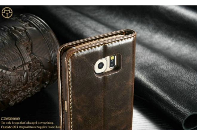 Caseme - Klassische Leder Hülle für Samsung Galaxy S6 - braun