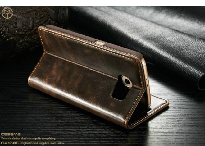 Caseme - Klassische Leder Hülle für Samsung Galaxy S6 - braun