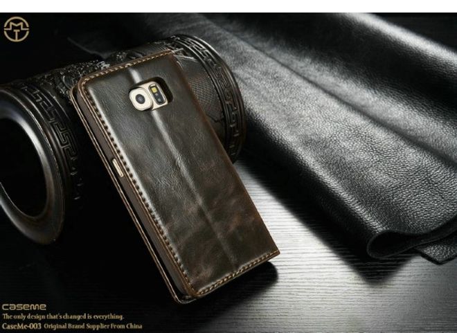 Caseme - Klassische Leder Hülle für Samsung Galaxy S6 - braun