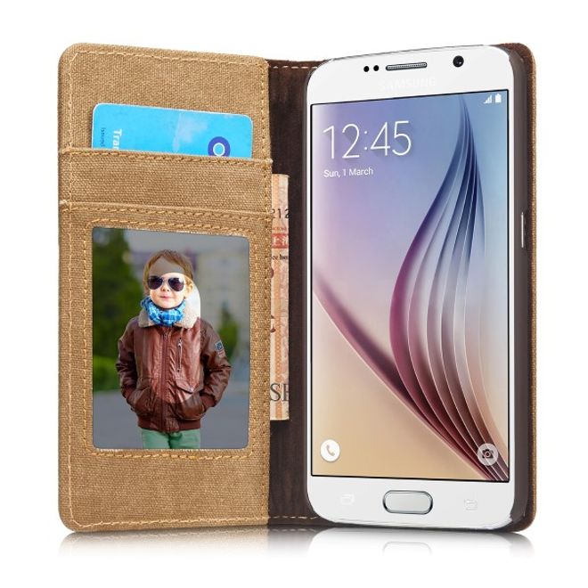Caseme - Stylische Leder Hülle für Samsung Galaxy S6 - braun