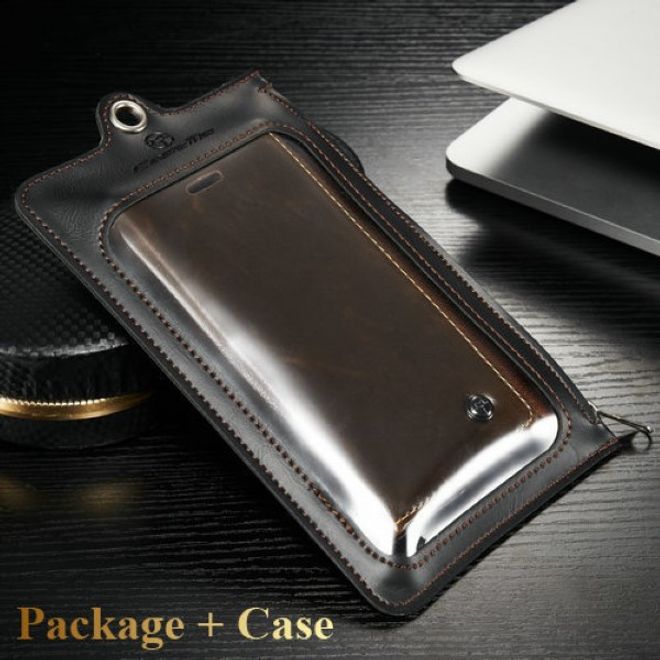 Caseme - Klassische Leder Hülle für Galaxy S6 Edge - braun