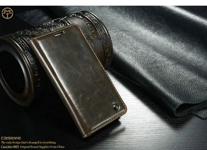 Caseme - Klassische Leder Hülle für Galaxy S6 Edge - braun