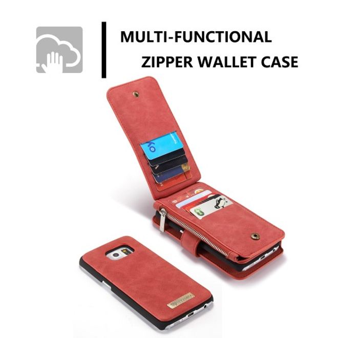 Caseme - Leder Etui mit abnehmbarer Plastik Hülle für Galaxy S6 Edge - rot