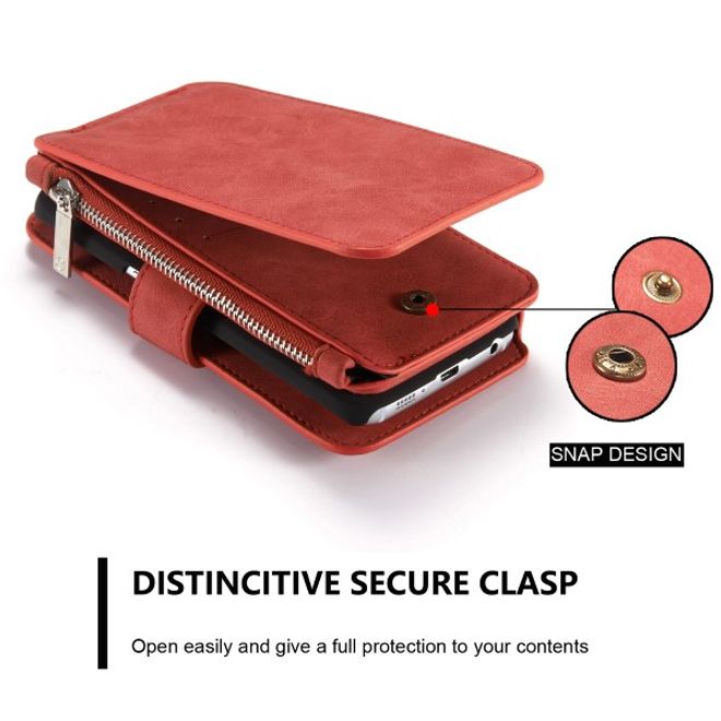 Caseme - Leder Etui mit abnehmbarer Plastik Hülle für Galaxy S6 Edge - rot