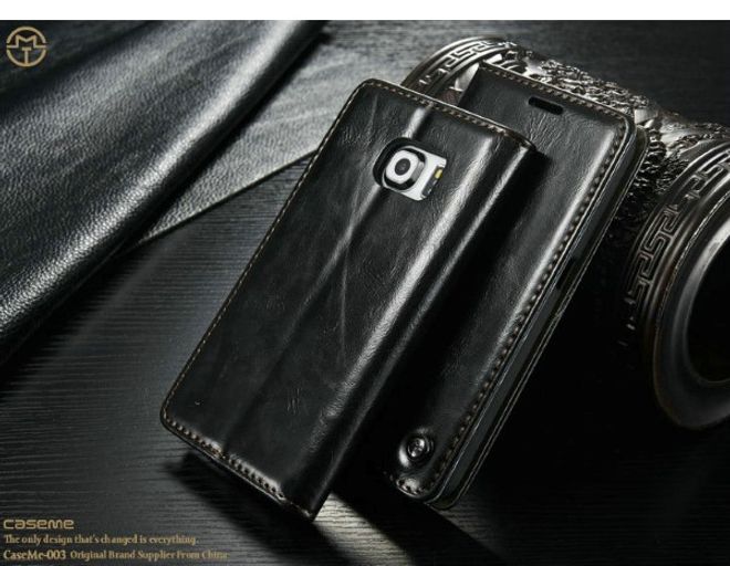 Caseme - Klassische Leder Hülle für Galaxy S6 Edge Plus - schwarz