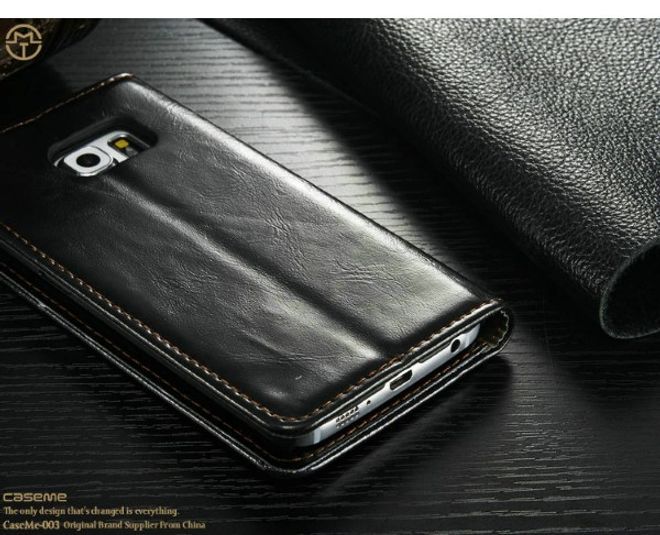 Caseme - Klassische Leder Hülle für Galaxy S6 Edge Plus - schwarz