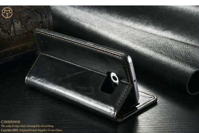 Caseme - Klassische Leder Hülle für Galaxy S6 Edge Plus - schwarz
