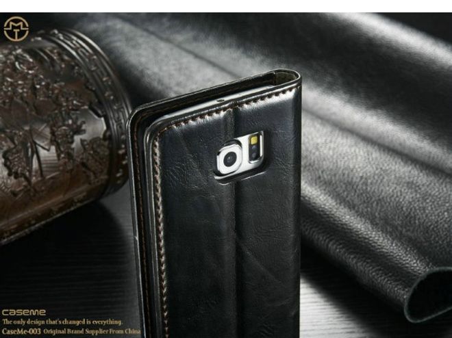 Caseme - Klassische Leder Hülle für Galaxy S6 Edge Plus - schwarz