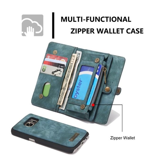 Caseme - Leder Portemonnaie mit abnehmbarer Plastik Hülle für Samsung Galaxy S7 - blau