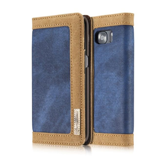 Caseme - Stylische Leder Hülle für Samsung Galaxy S7 Edge - blau