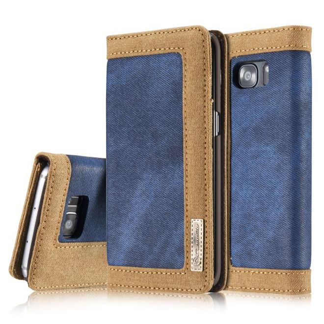 Caseme - Stylische Leder Hülle für Samsung Galaxy S7 Edge - blau