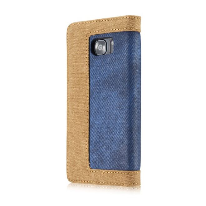 Caseme - Stylische Leder Hülle für Samsung Galaxy S7 Edge - blau