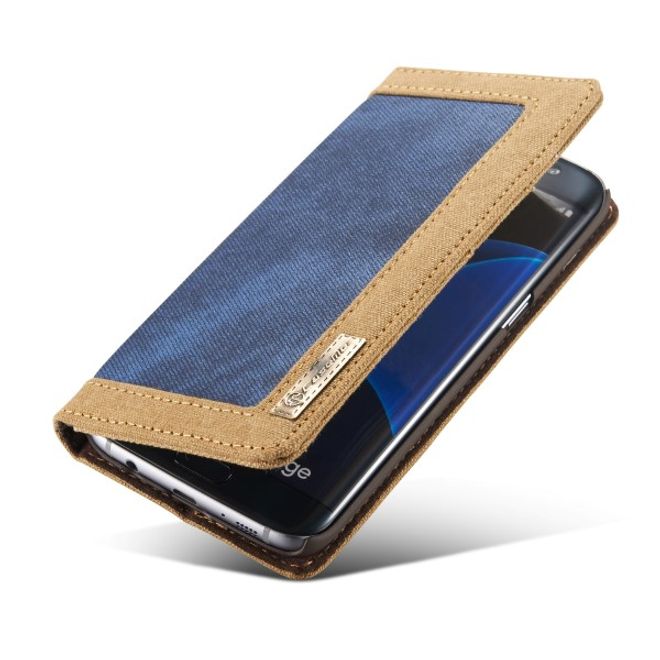 Caseme - Stylische Leder Hülle für Samsung Galaxy S7 Edge - blau