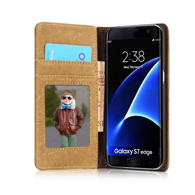 Caseme - Stylische Leder Hülle für Samsung Galaxy S7 Edge - blau