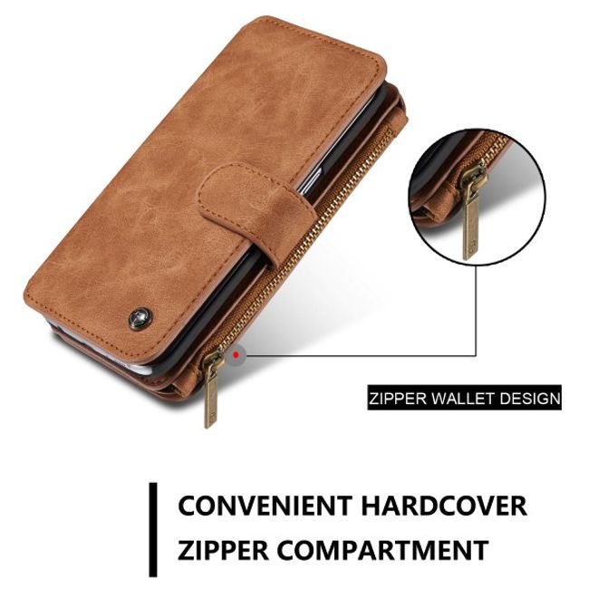 Caseme - Leder Etui mit abnehmbarer Plastik Hülle für Samsung Galaxy S7 Edge - braun
