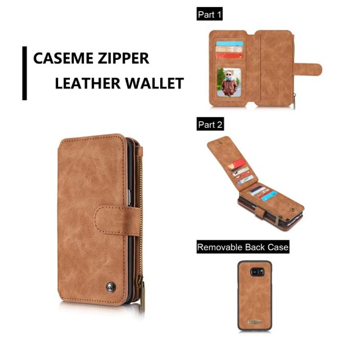 Caseme - Leder Etui mit abnehmbarer Plastik Hülle für Samsung Galaxy S7 Edge - braun