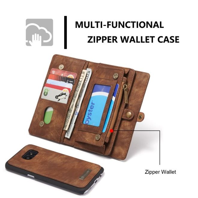 Caseme - Leder Portemonnaie mit abnehmbarer Plastik Hülle für Samsung Galaxy S7 Edge - kaffeefarben