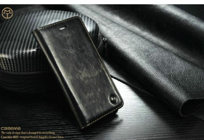 Caseme - Klassische Leder Hülle für iPhone 6 Plus/6S Plus - schwarz
