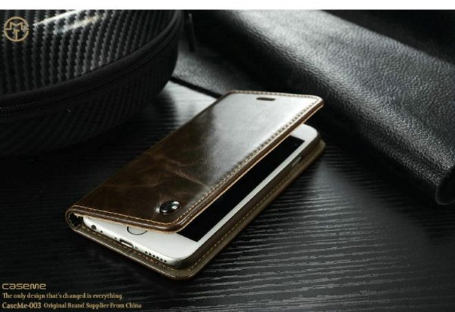 Caseme - Klassische Leder Hülle für iPhone 6 Plus/6S Plus - braun