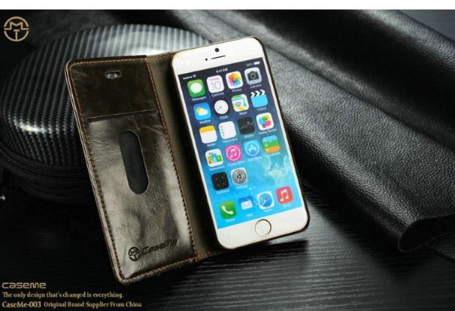 Caseme - Klassische Leder Hülle für iPhone 6 Plus/6S Plus - braun