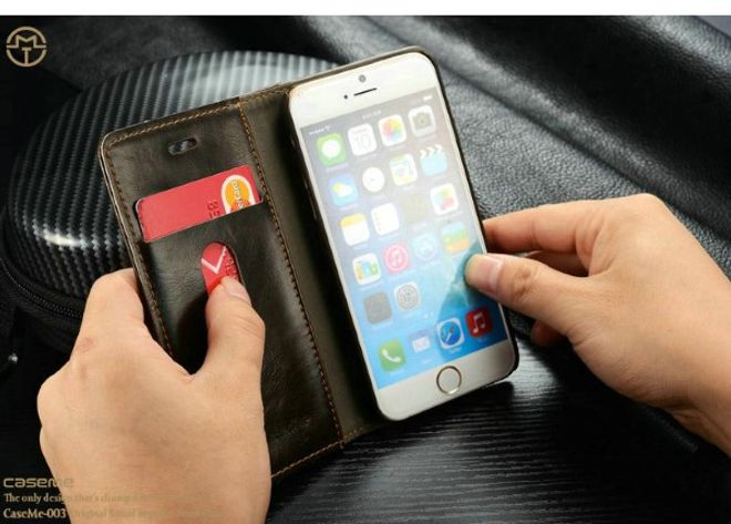 Caseme - Klassische Leder Hülle für iPhone 6 Plus/6S Plus - braun