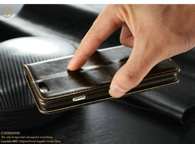 Caseme - Klassische Leder Hülle für iPhone 6 Plus/6S Plus - braun