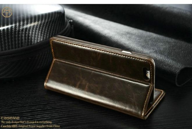Caseme - Klassische Leder Hülle für iPhone 6 Plus/6S Plus - braun