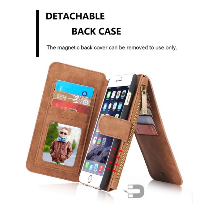 Caseme - Leder Etui mit abnehmbarer Plastik Hülle für iPhone 6 Plus/6S Plus - braun