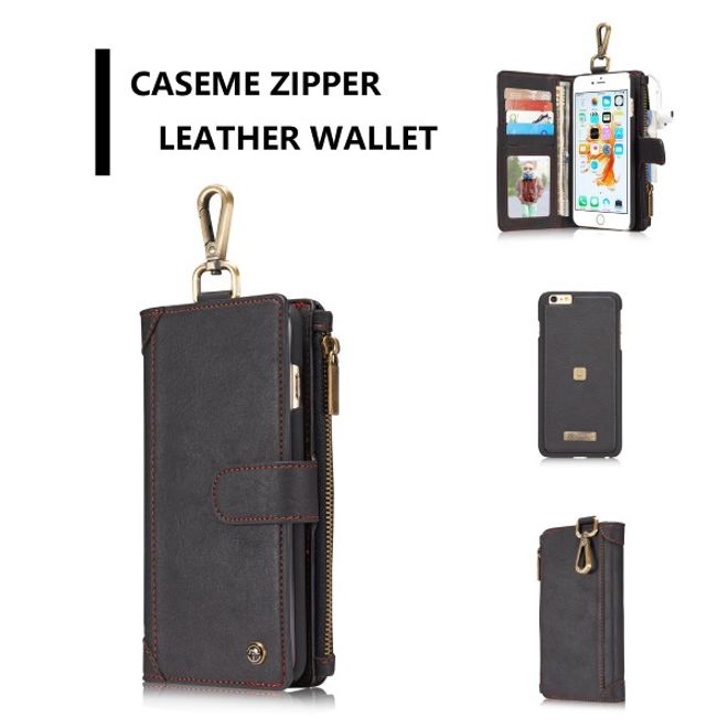 Caseme - Leder Etui mit abnehmbarer Plastik Hülle für iPhone 6 Plus/6S Plus - schwarz