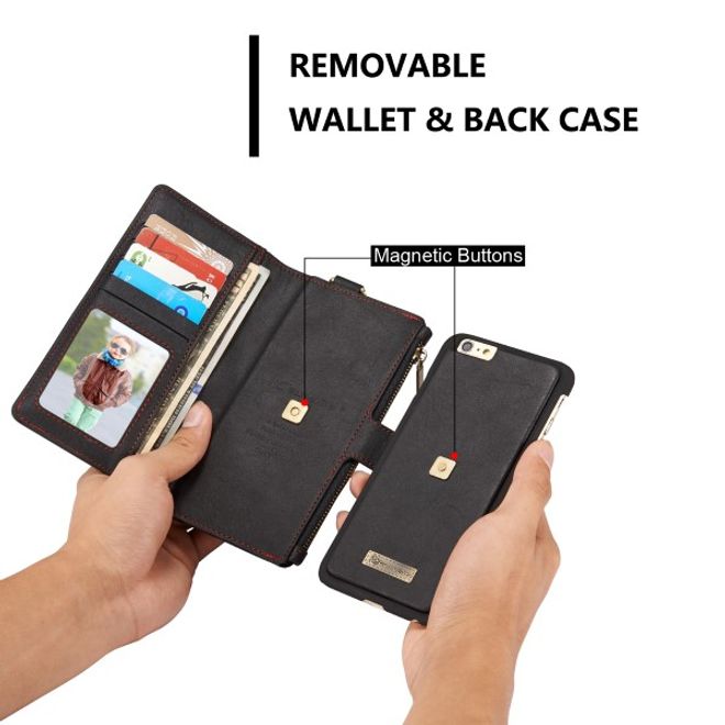 Caseme - Leder Etui mit abnehmbarer Plastik Hülle für iPhone 6 Plus/6S Plus - schwarz
