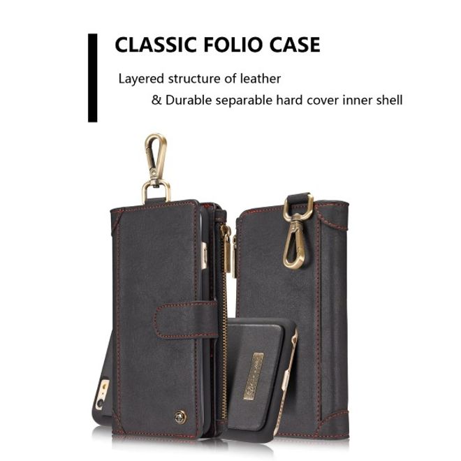Caseme - Leder Etui mit abnehmbarer Plastik Hülle für iPhone 6 Plus/6S Plus - schwarz