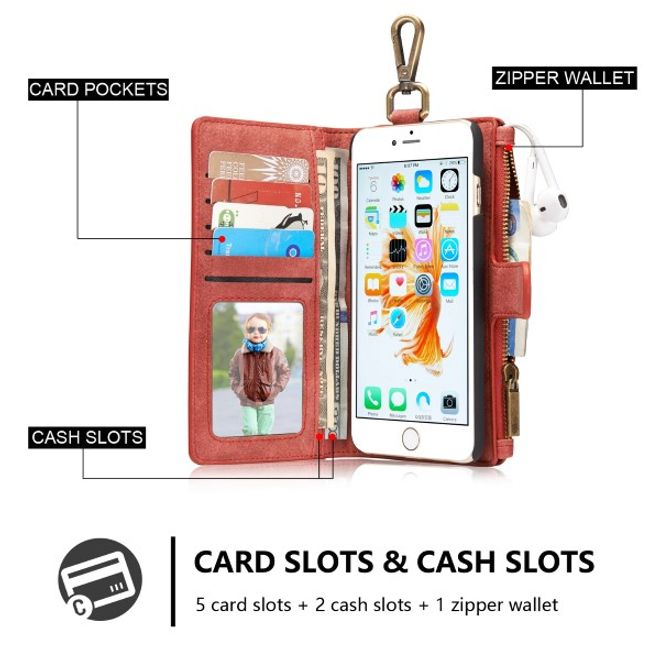 Caseme - Leder Etui mit abnehmbarer Plastik Hülle für iPhone 6 Plus/6S Plus - rot