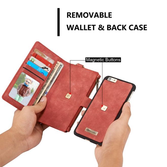 Caseme - Leder Etui mit abnehmbarer Plastik Hülle für iPhone 6 Plus/6S Plus - rot