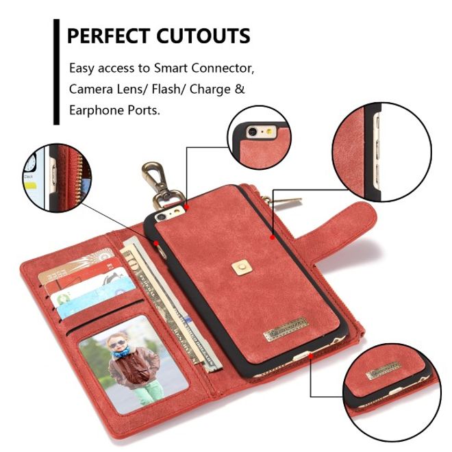 Caseme - Leder Etui mit abnehmbarer Plastik Hülle für iPhone 6 Plus/6S Plus - rot