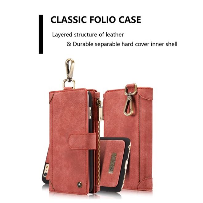 Caseme - Leder Etui mit abnehmbarer Plastik Hülle für iPhone 6 Plus/6S Plus - rot