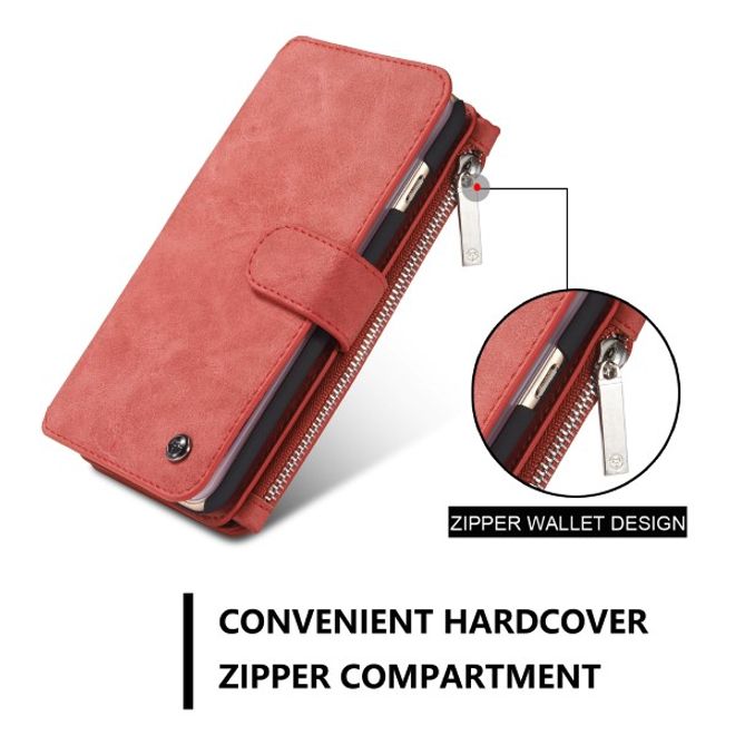 Caseme - Leder Etui mit abnehmbarer Plastik Hülle für iPhone 6/6S - rot
