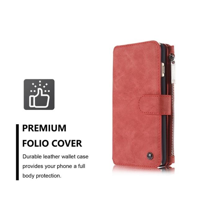 Caseme - Leder Etui mit abnehmbarer Plastik Hülle für iPhone 6/6S - rot